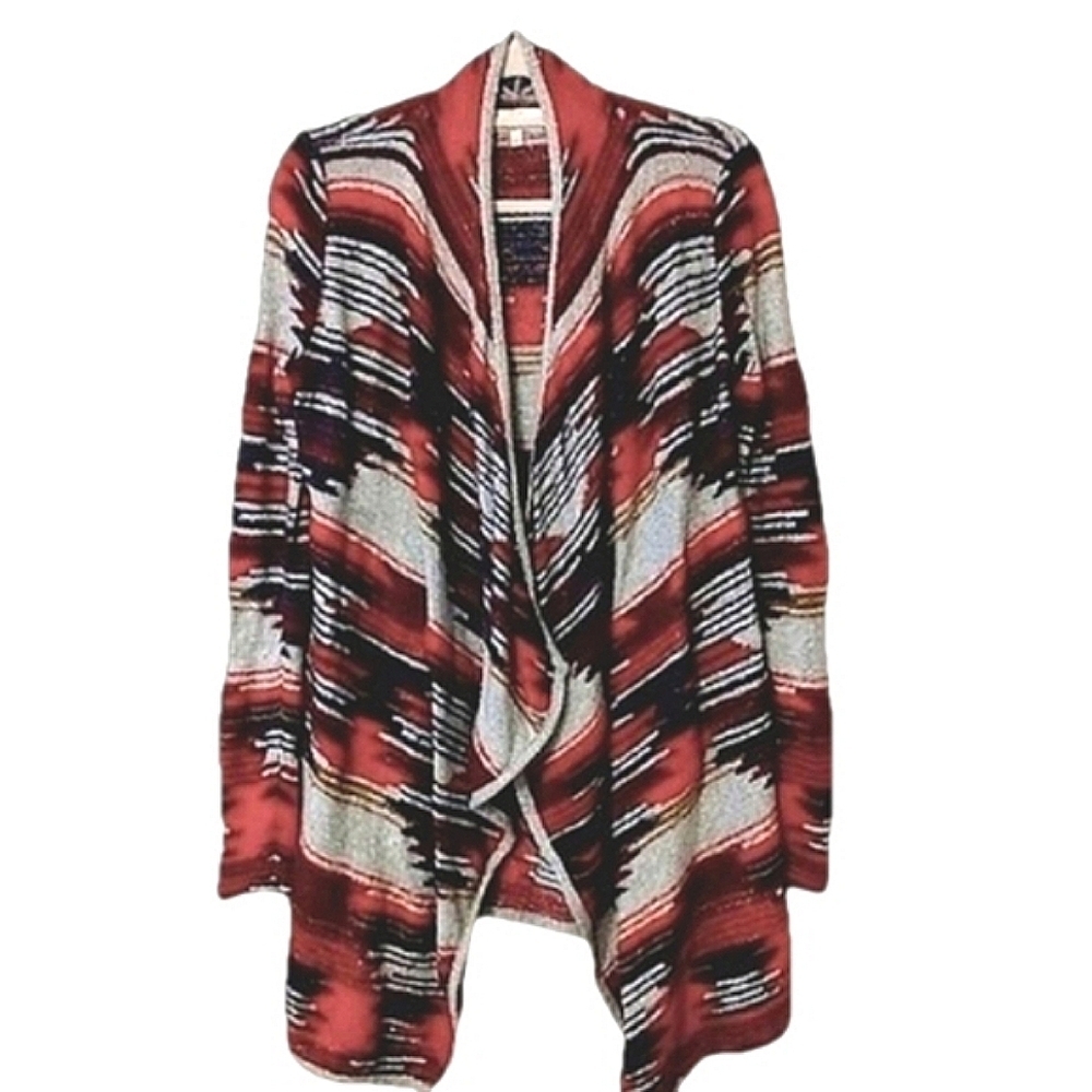 𝅺Lucky Brand Women's Aztec Southwestern Waterfall Front Sweater Jacket Cardigan